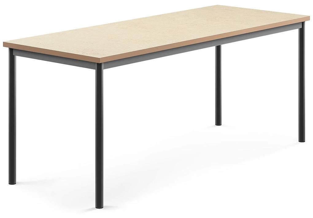 Stôl SONITUS, 1800x700x720 mm, linoleum - béžová, antracit