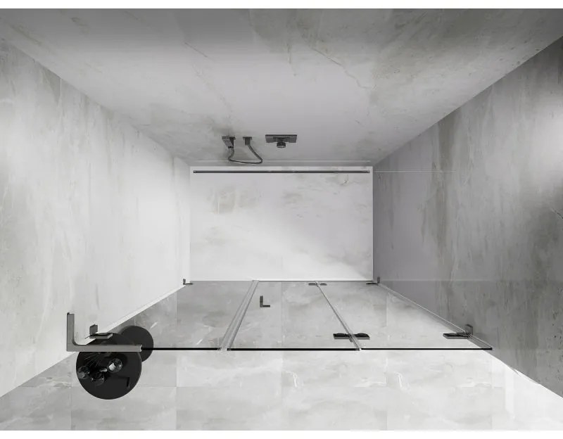 Mexen Lunar-F, L pravé sklápacie sprchové dvere 150 cm, 8mm číre sklo, oceľový profil, 836SL-150-050-97-00-P