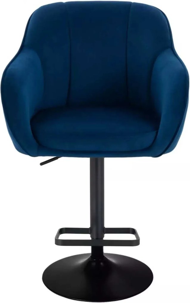 LuxuryForm DESIGN Barová stolička AVOLA VELUR na čiernom tanieri - modrá