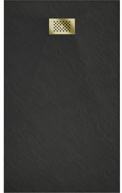 Mexen Hugo, obdĺžniková sprchová vanička SMC 150 x 70 cm, čierna, zlatá krytka, 42707015-G