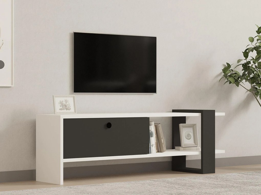 TV stolík/skrinka Dutudo (antracit + biela) . Akcia -27%. Vlastná spoľahlivá doprava až k Vám domov. 1095107