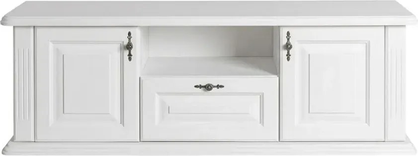 Biela skrinka pod TV, masív dub, 180x47x54 cm