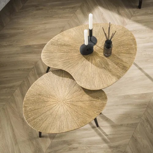 Konferenčný stôl 32-42 Ray 2-set Drevo Antique Gold - Komfort-nábytok