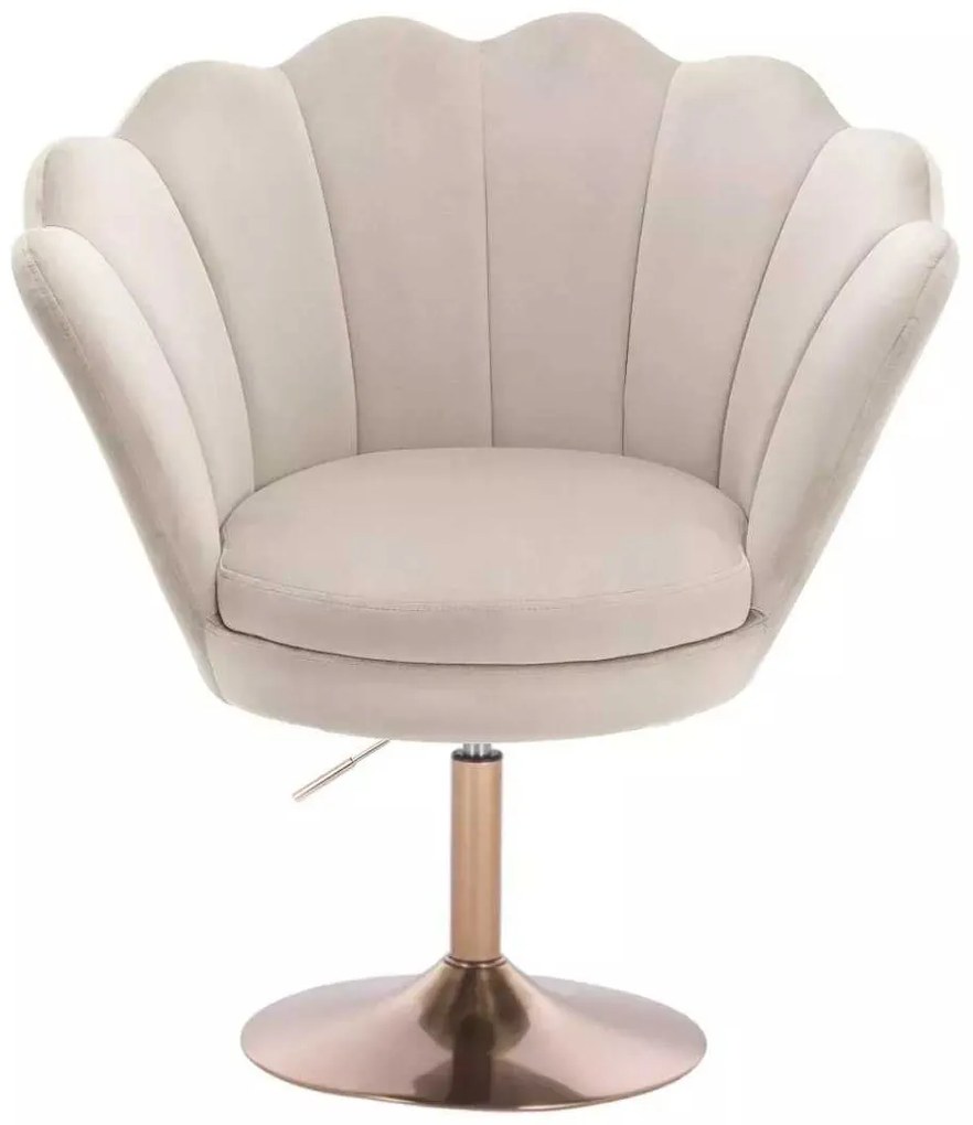 LuxuryForm DESIGN Kreslo FREY VELUR na zlatom tanieri - latte