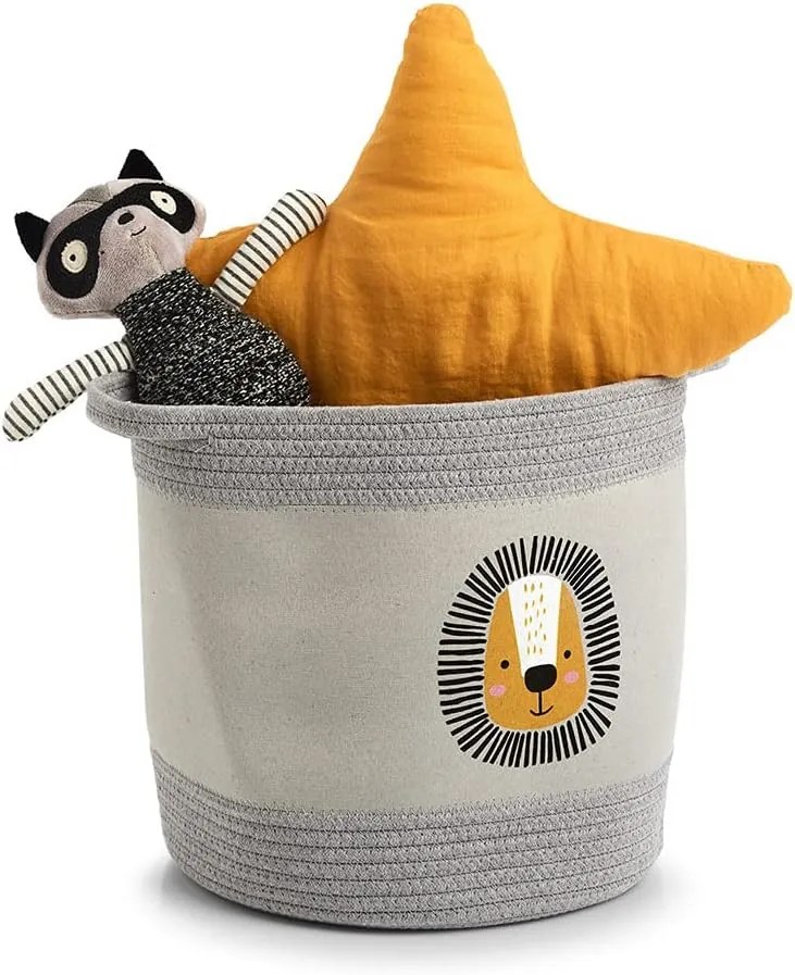 Textilný úložný vak, vrece, kôš s motívom levíka, s rúčkami LION