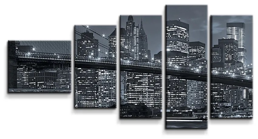Sablio Obraz - 5-dílný Nočný New York 2 - 100x60 cm