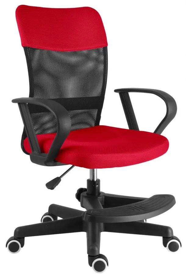 Detská stolička Neoseat MONKEY s podnožou — látka, čierna / červená
