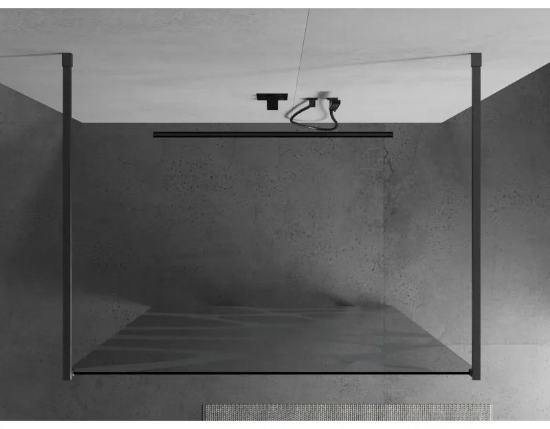 Mexen Kioto, sprchová zástena Walk-In 100 x 200 cm, 8mm číre sklo biely vzor, grafitový profil, 800-100-002-66-97