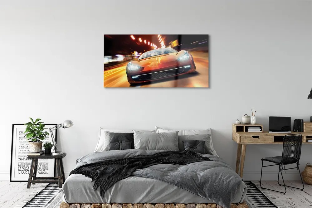 Obraz plexi Športové auto svetla mesta 125x50 cm