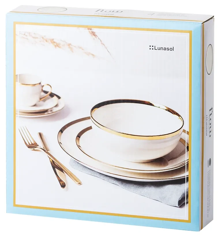 Dezertný tanier so zlatým lemom Coupe 20.5 cm set 4 ks – Flow - 492541