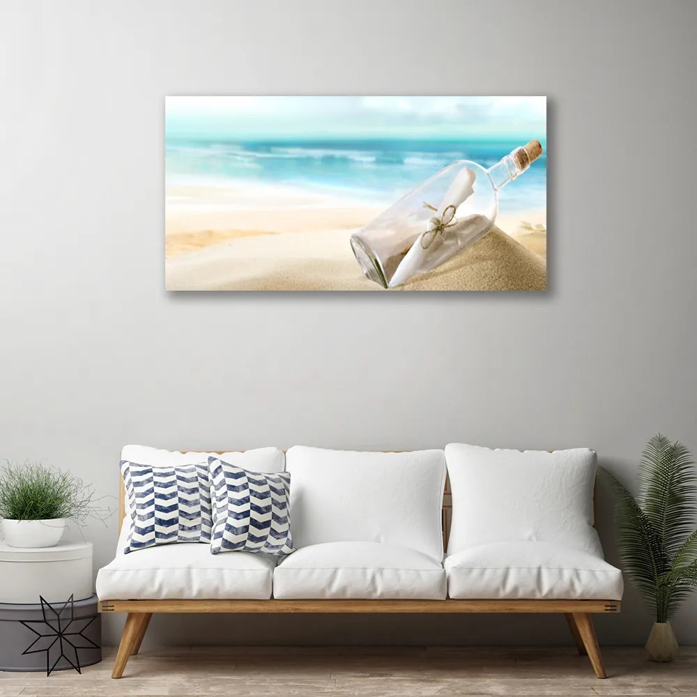Obraz na plátne Pláž fľaša list umenie 120x60 cm