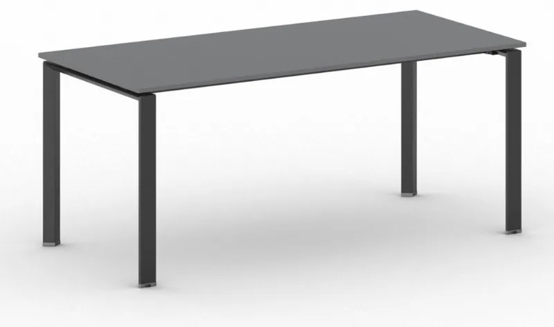 Rokovací kancelársky stôl PRIMO INFINITY, 180x90 cm, čierna podnož, grafit