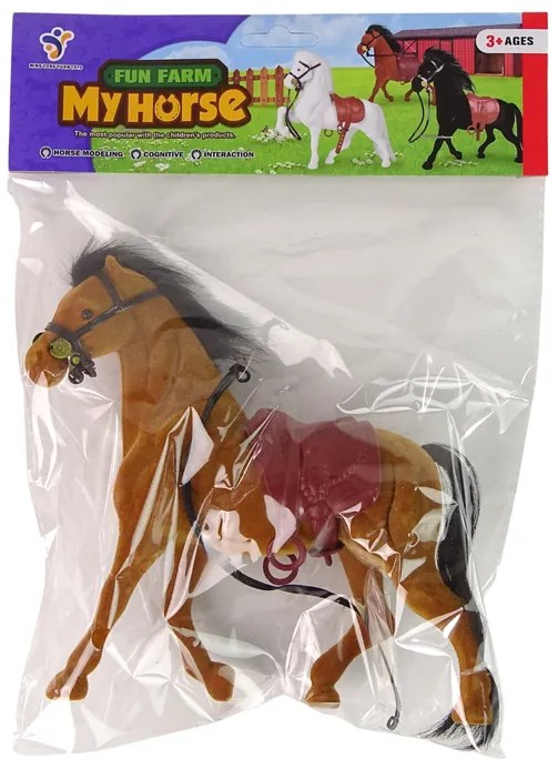 Lean Toys Figúrka hnedého koníka s hnedým sedlom