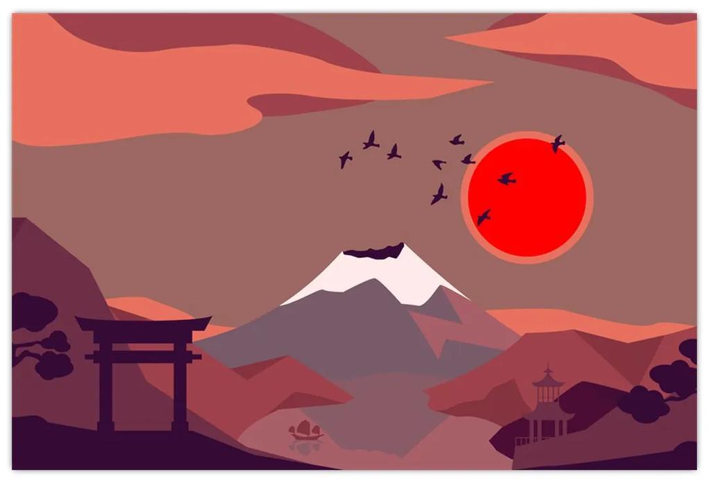 Obraz - Ilustrácie hory Fuji (90x60 cm)