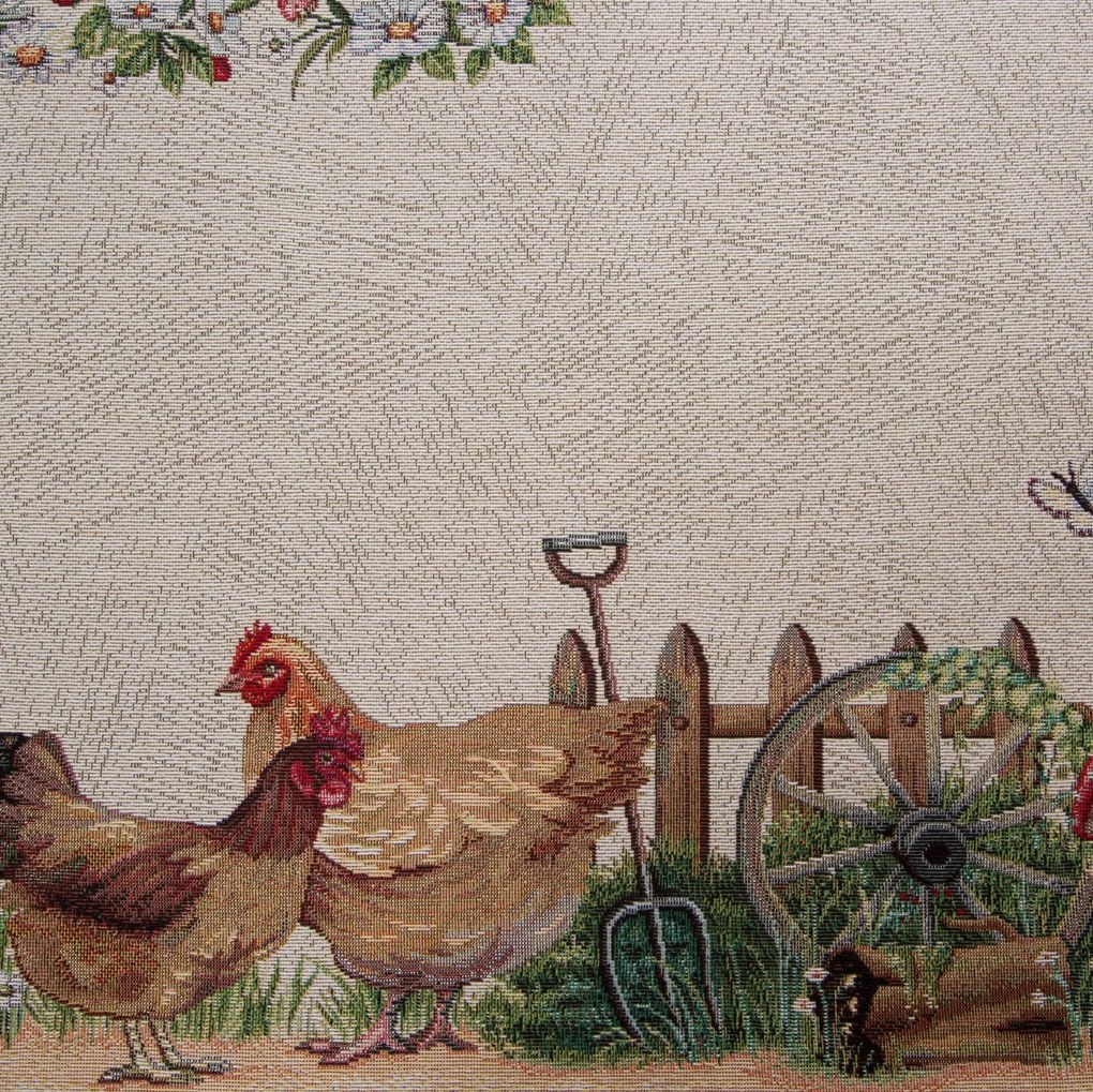 GOBELÍNOVÝ OBRUS FOWL 100X100 CM VZOROVANÁ