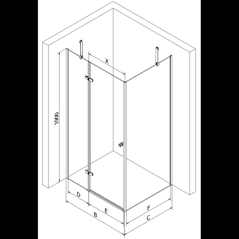 Mexen Roma, sprchovací kút 80 (dvere) x 110 (stena) cm, 6mm číre sklo, chrómový profil, 854-080-110-01-00