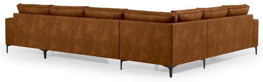 Koňakovohnedá rohová pohovka z imitácie kože (pravý roh/do "U") Copenhagen – Scandic