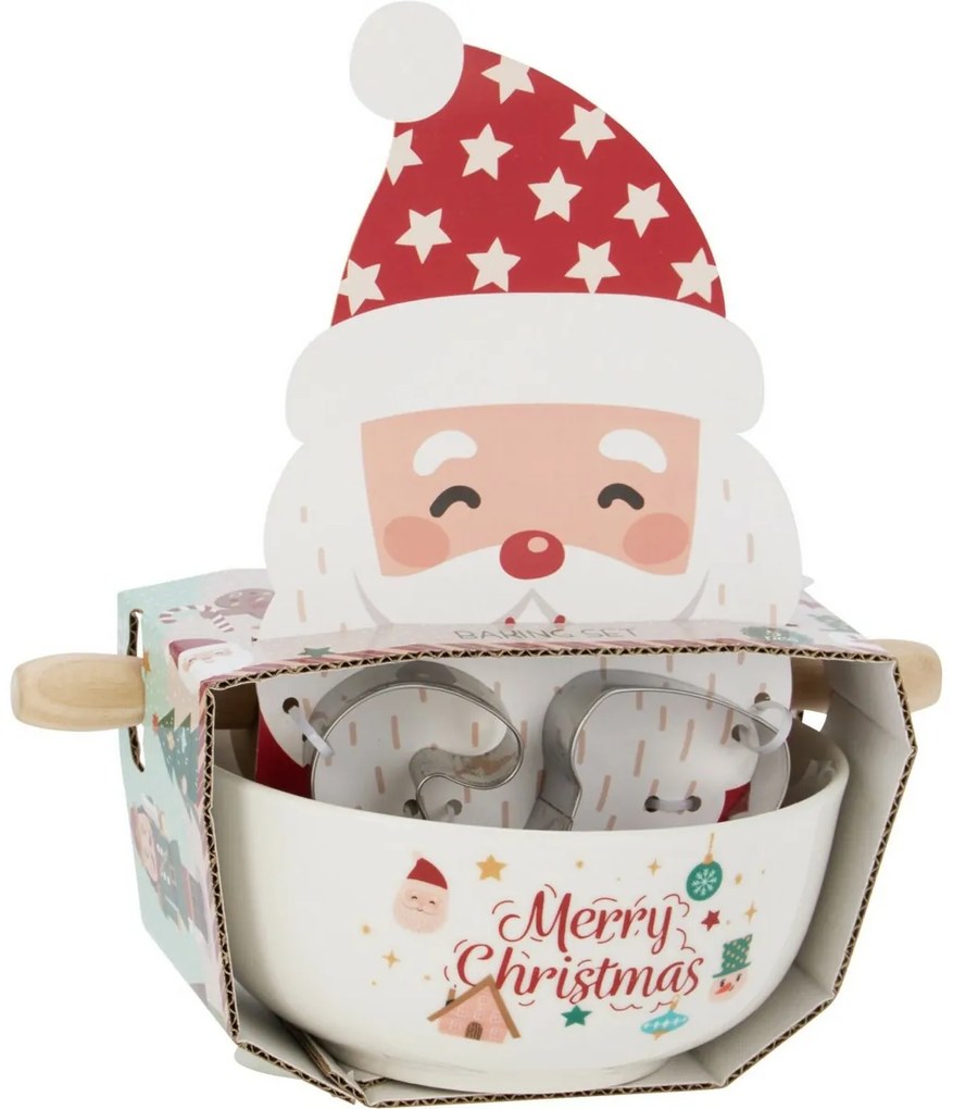 Vianočná súprava na pečenie Santa – miska, valček, vykrajovadlá