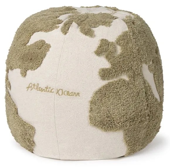 Zelený/krémový detský sedací vak World Map – Lorena Canals