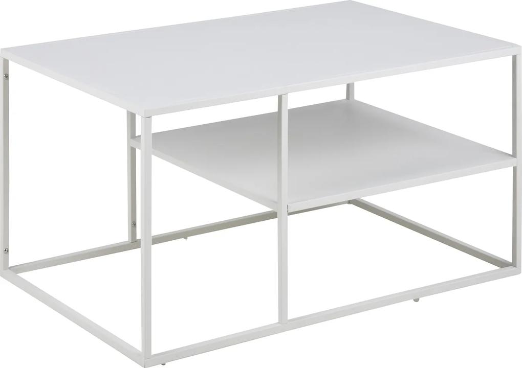 Konferenčný stolík s policou Addax, 90 cm, biela