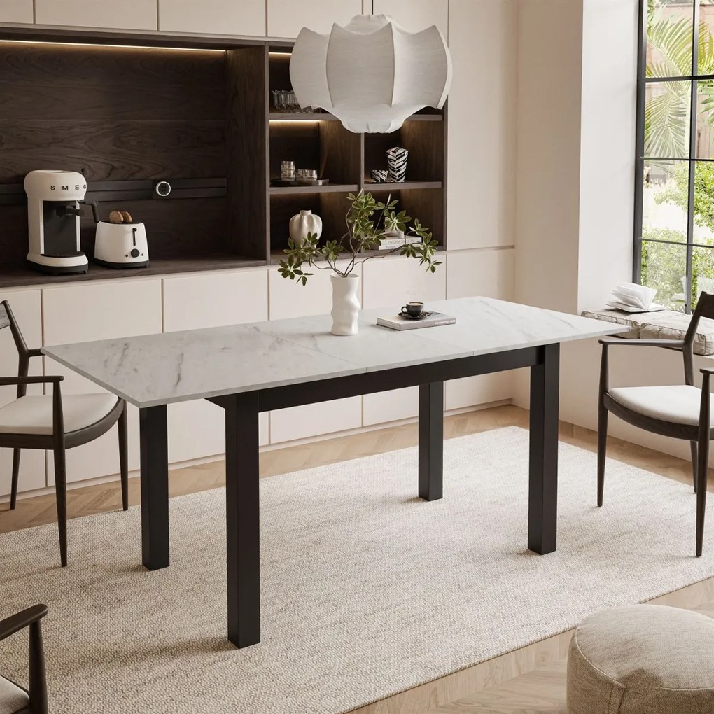 ROZKLADACÍ JEDÁLENSKÝ STÔL DANILO MRAMOR LEVANTO + ČIERNE NOHY 140 / 195 cm