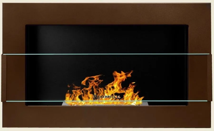 Závesný biokrb na stenu EOS MOKKA SO SKLOM 65x40x12