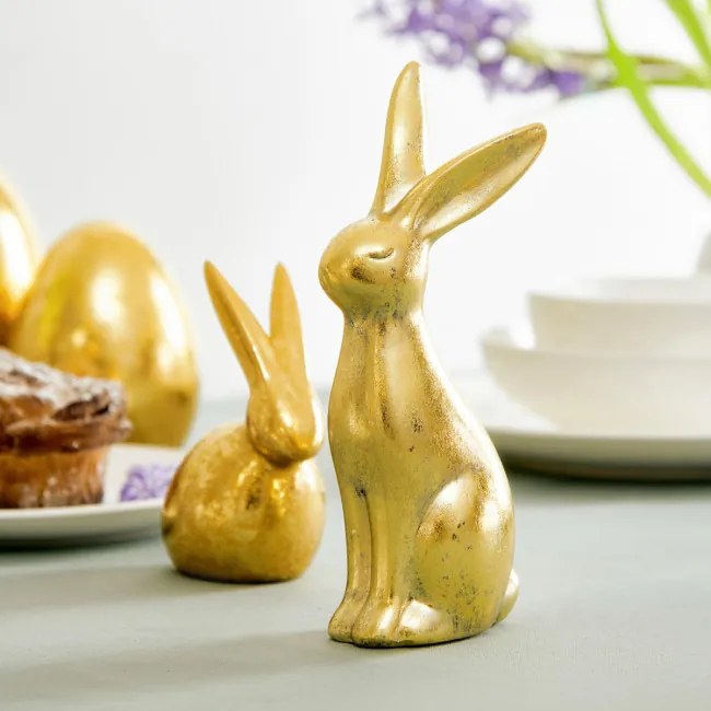 Dekoratívna figúrka zajaca MAX zlatá 845166