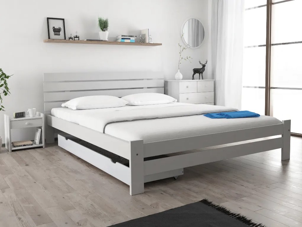 Posteľ PARIS zvýšená 180x200 cm, biela Rošt: Bez roštu, Matrac: Matrac COCO MAXI 20 cm