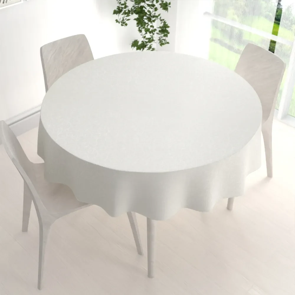 Biante Teflónový okrúhly obrus TF-010 Ornamenty - smotanový Ø 80 cm