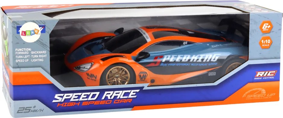 LEAN Toys Veľké diaľkovo ovládané športové auto v mierke 1:10, oranžové