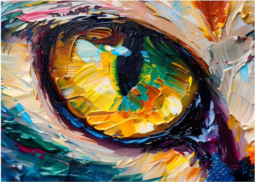 Sklenený obraz - Maľba mačacieho oka (70x50 cm)