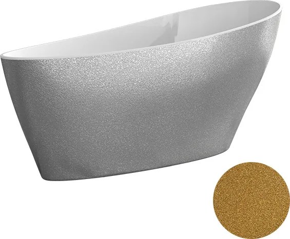 Besco Voľne stojaca vaňa z liateho mramoru Keya Glam 165x70 BESCO-Rozmery: 163,5x70,5, BESCO-Farba: Biela/grafit