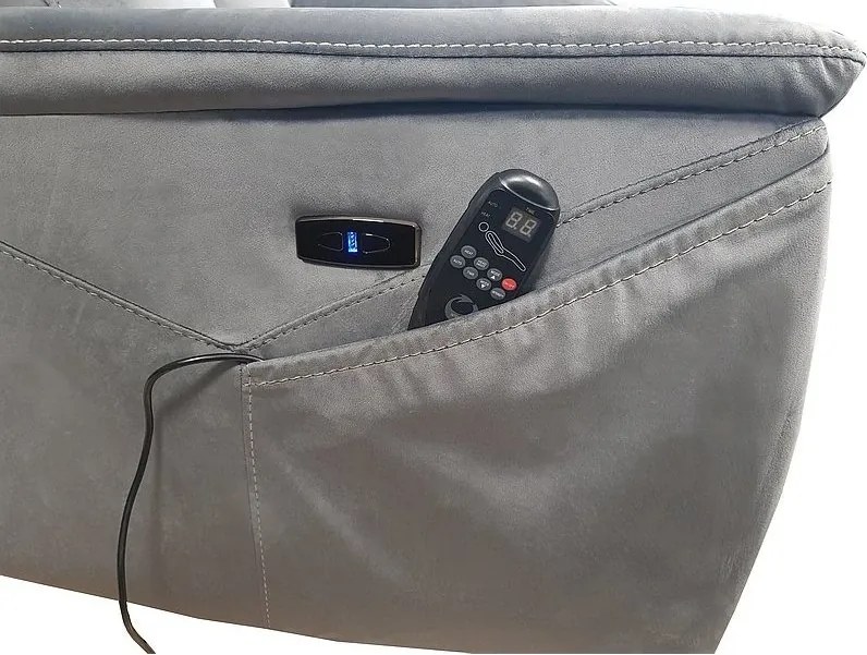Elektrické polohovacie kreslo Neptun Velvet s masážou sivé