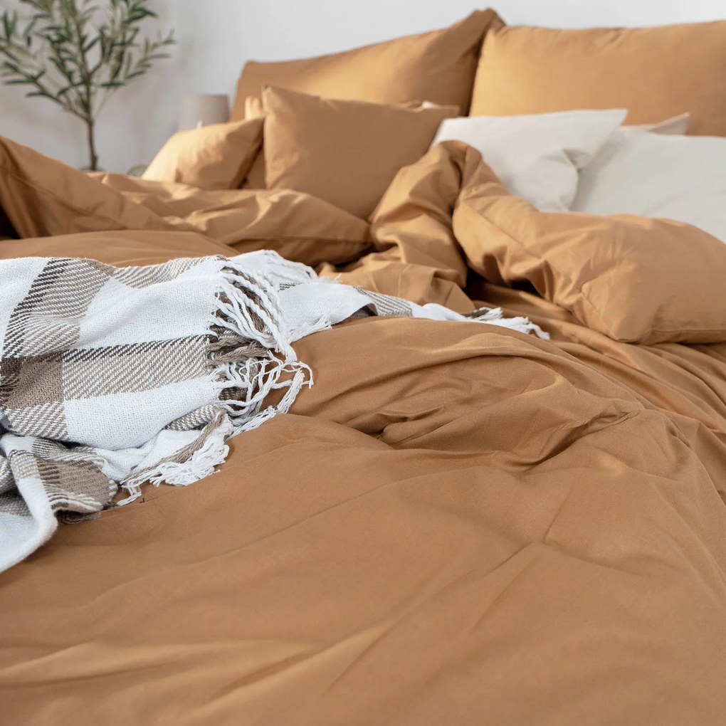 Goldea bavlnené posteľné obliečky - hnedé 140 x 200 a 70 x 90 cm