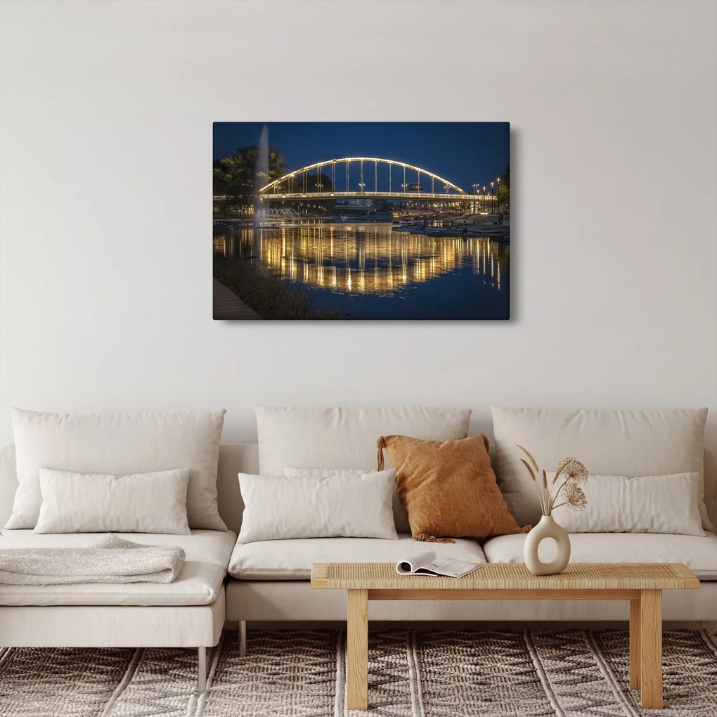 Obraz mosta s fontánou (90x60 cm)