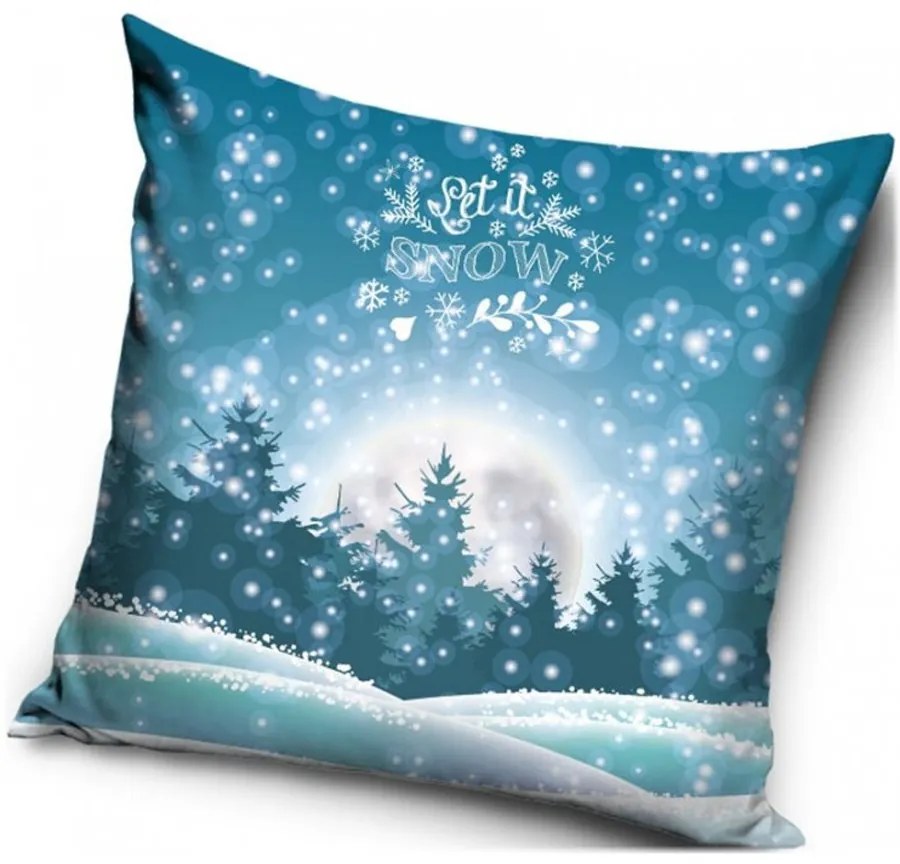 Dekoračný vankúš s motívom Zimná krajina - Let It Snow - 40 x 40 cm