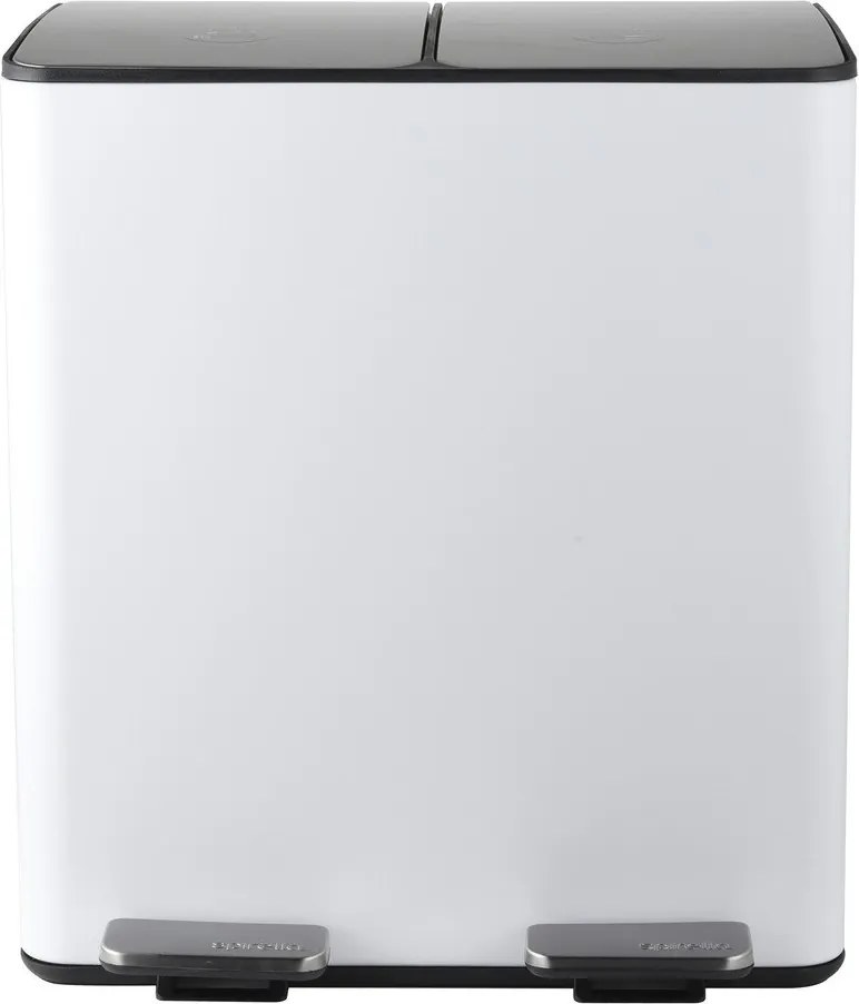 Matne biely oceľový odpadkový kôš 2x20 l na triedený odpad/nášľapný Aliya – Spirella