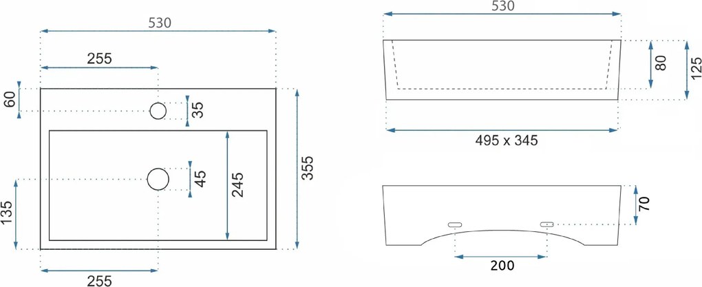 Rea Valeria N umývadlo, 51 x 36 cm, biela, REA-U5000