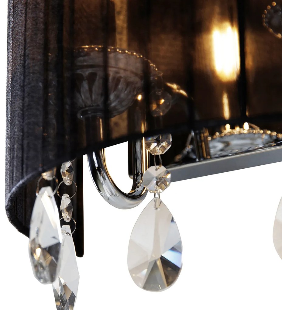 Sada 2 nástenných svietidiel chróm s čiernym tienidlom - Ann-Kathrin 2