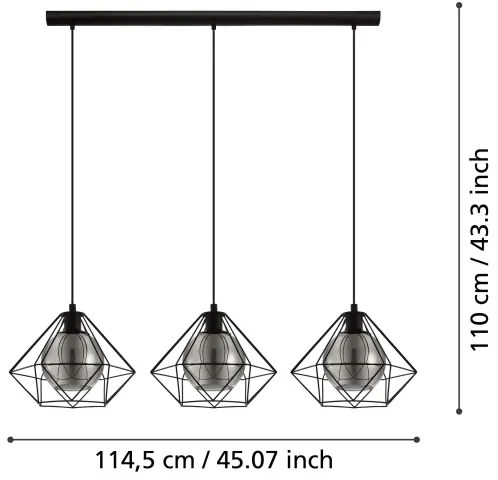 Eglo 43483 - Luster na lanku VERNHAM 3xE27/40W/230V
