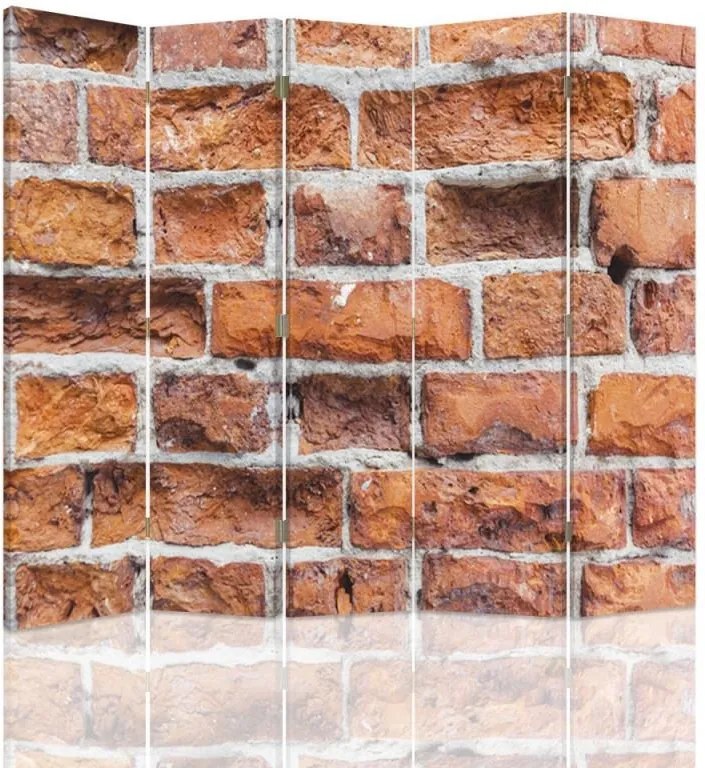 CARO Paraván - A Wall Of Bricks 2 | päťdielny | jednostranný 180x150 cm