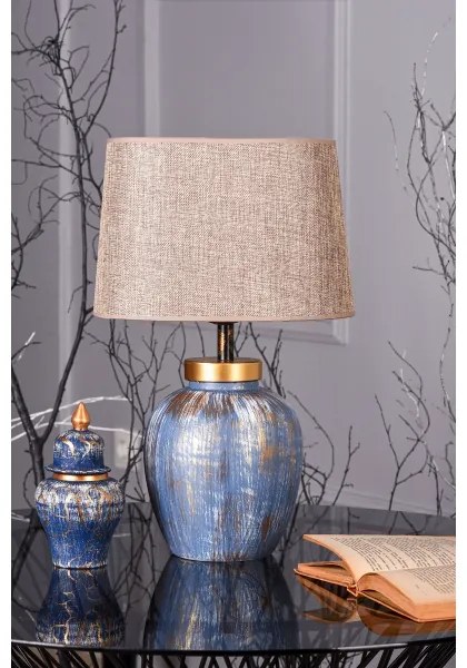 Stolná lampa 1xE27/40W/230V modrá/béžová