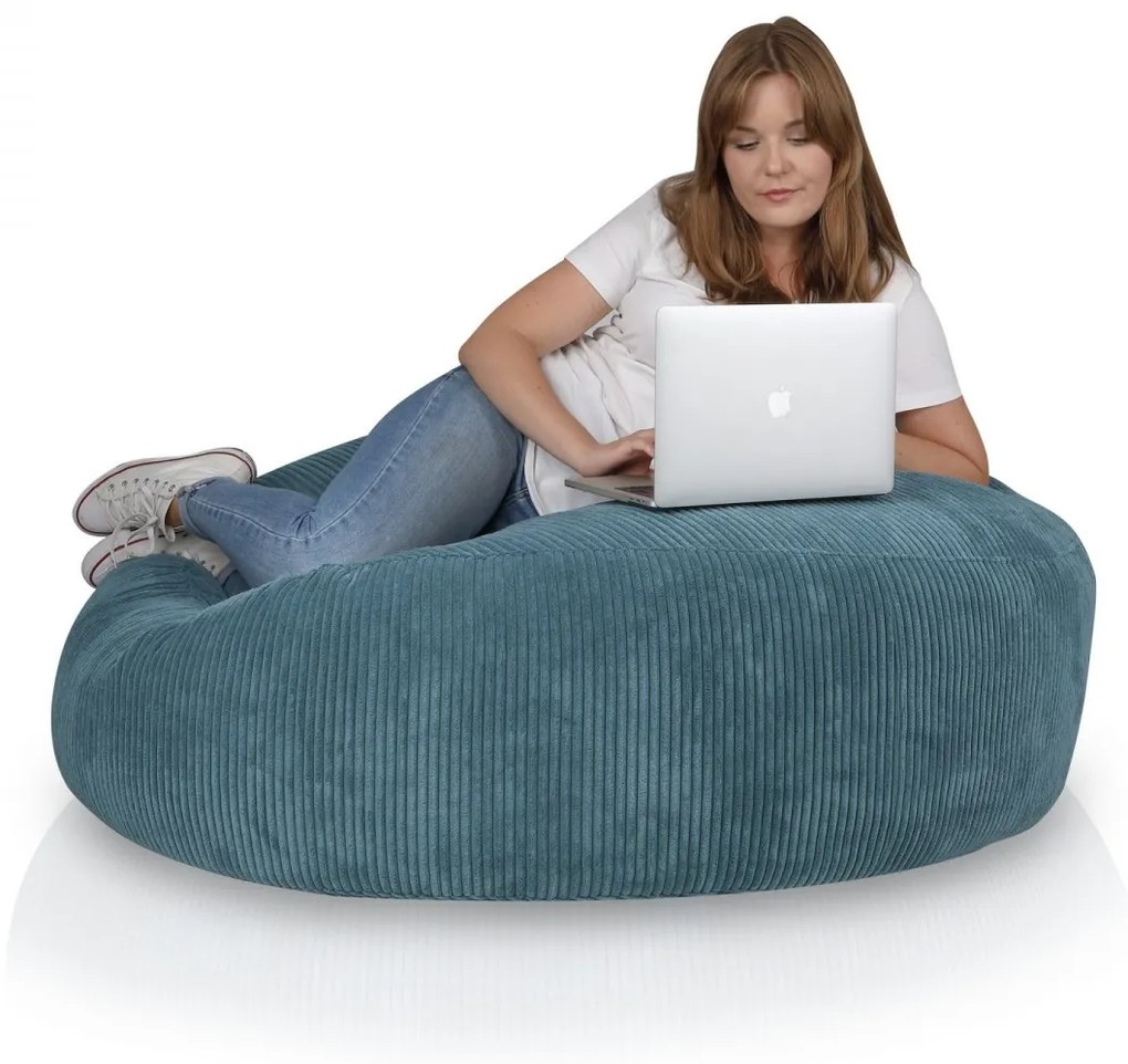 Manšestrový sedací vak Island 420 l – 120 cm – 6 farieb Farba: SZ75 - modrá