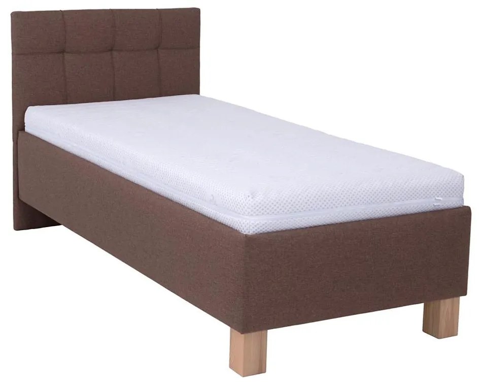 Čalouněná postel s úložným prostorem bez matrace MARIA ONE 90x200 cm hnědá PO0062