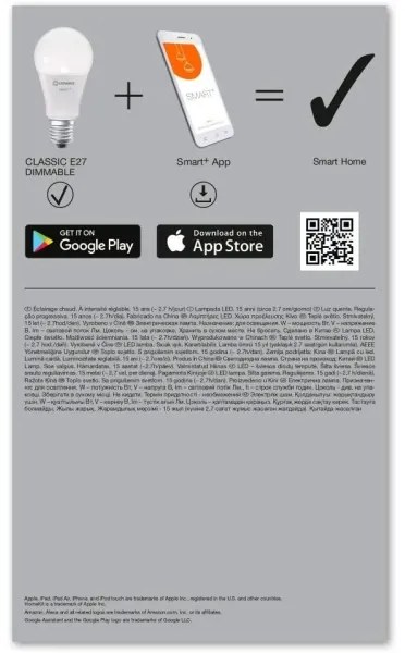 SADA 3x LED Stmievateľná žiarovka SMART+ E27/14W/230V 2700K - Ledvance