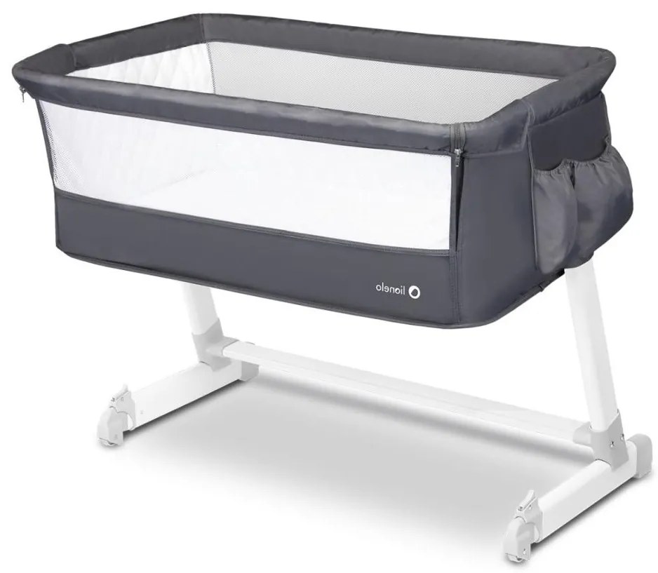 Lionelo - Cestovná postieľka THEO tmavosivá