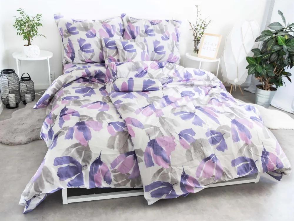 MK Lozkoviny.sk 8-dielna súprava obliečok na 2 postele Watercolour fialové – s plachtou 220 × 230 cm