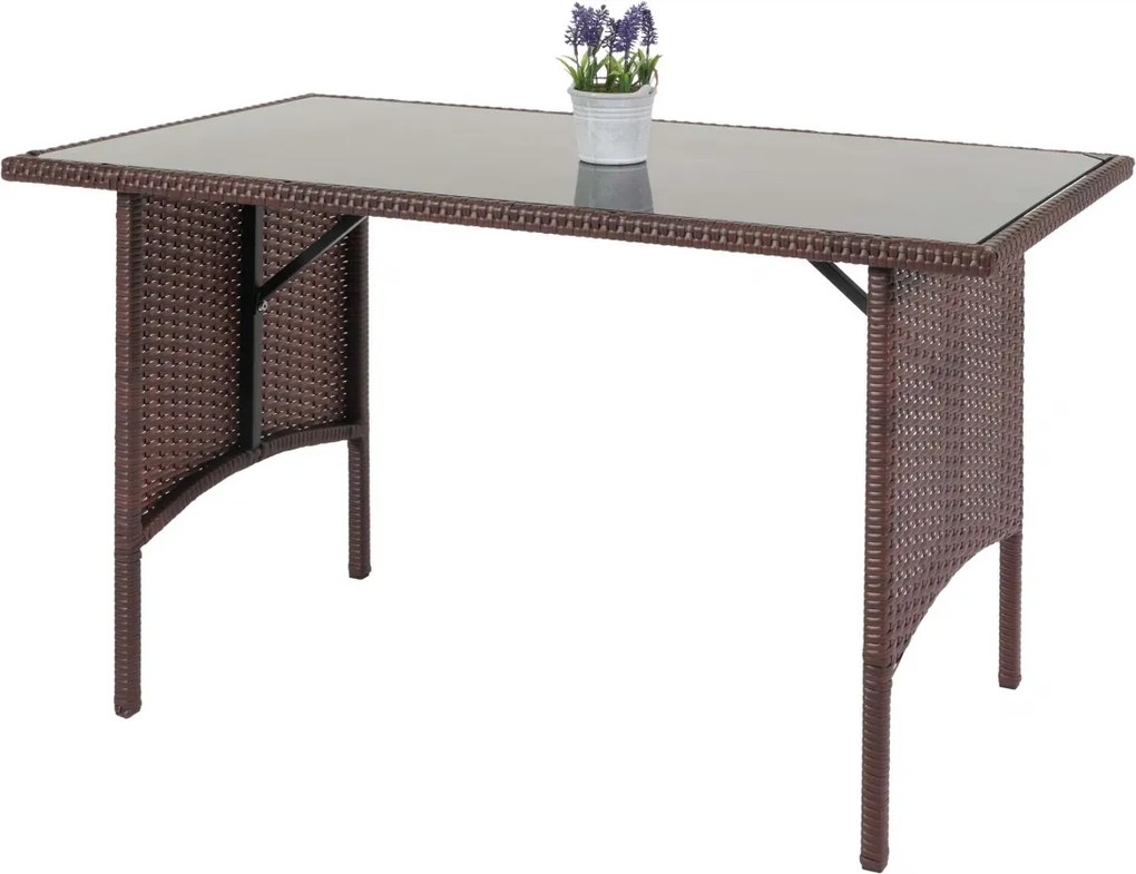 Polyratanový jedálenský stôl HWC-G16, 112x60cm - hnedá