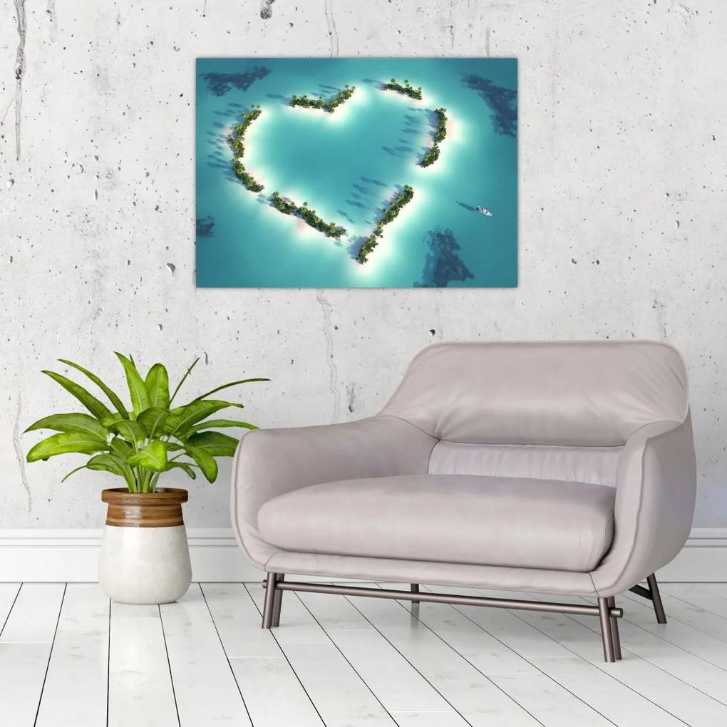 Sklenený obraz - Ostrovy srdce (70x50 cm)