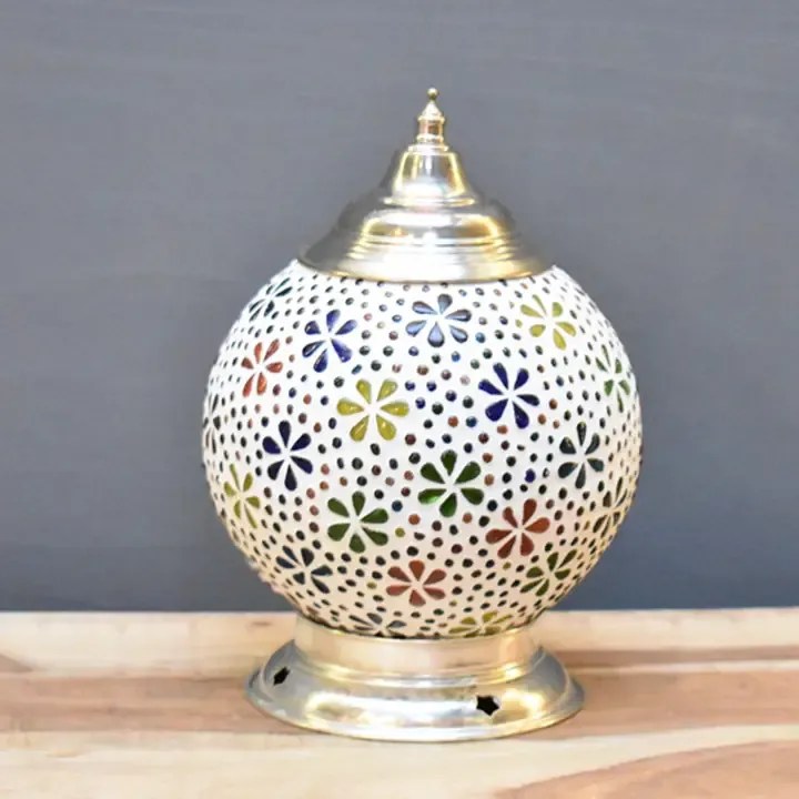 Mosaic lampa orientálna stolná Globe KVETY Ø15